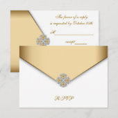 Elegante witte en gouden RSVP (Voorkant / Achterkant)