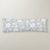 Elegante witte en grijze bloemdamast lichaamskussen (Achterkant)