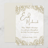 Elegante witte en grijze bloemencard voor Eid - Pr Feestdagenkaart (Voorkant / Achterkant)