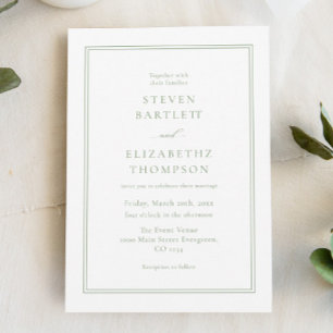Elegante witte en groene bruiloft kaart