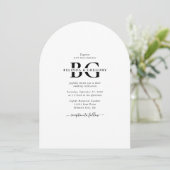 Elegante witte en zwarte monogram initiaal letters kaart (Staand voorkant)