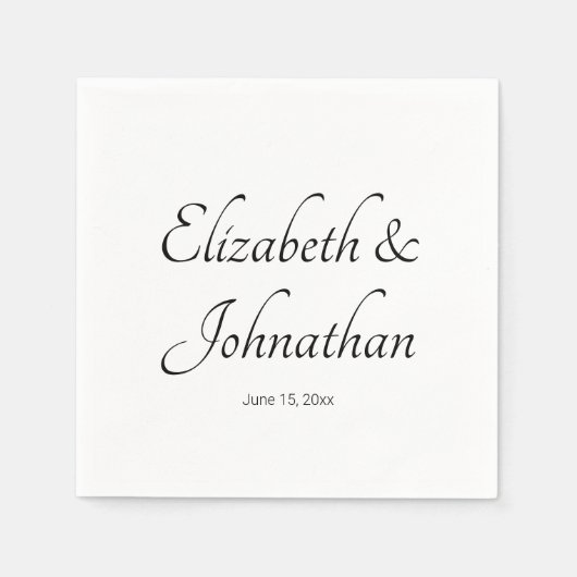 Elegante witte en zwarte scriptnamen bruid bruideg servet (Voorkant)