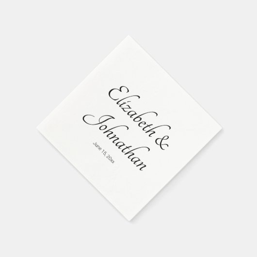 Elegante witte en zwarte scriptnamen bruid bruideg servet (Hoek)