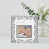 Elegante witte foto doop kaart (Staand voorkant)