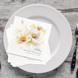 Elegante witte gele gouden bloem bruiloftsdouche servet