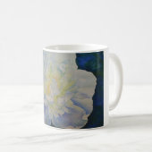 Elegante witte gele pioen florale waterverf koffiemok (Voorkant rechts)