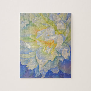 Elegante witte gele pioen florale waterverf legpuzzel
