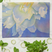 Elegante witte gele pioen florale waterverf theedoek (Gevouwen)