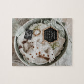 Elegante witte giraffe zwangerschapsaankondiging legpuzzel (Horizontaal)