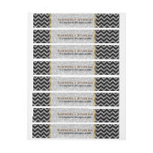 Elegante witte glitter zwart chevron gouden accent omwikkelbaar adreslabel (Vel)