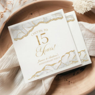 Elegante Witte Gouden Agaat 15e Jubileumfeest Servet