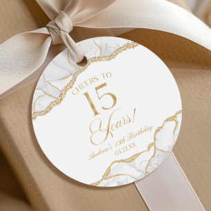 Elegante witte gouden agaat 15e verjaardagsfeest bedankjes labels