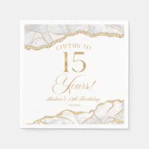 Elegante witte gouden agaat 15e verjaardagsfeest servet