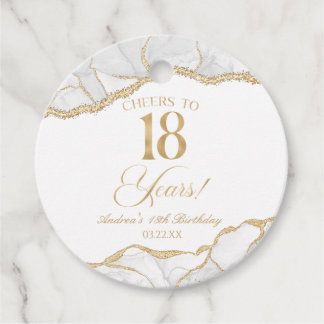 Elegante witte gouden agaat 18e verjaardagsfeest bedankjes labels