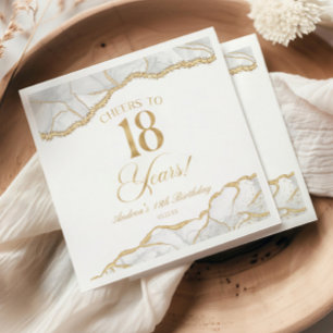Elegante witte gouden agaat 18e verjaardagsfeest servet