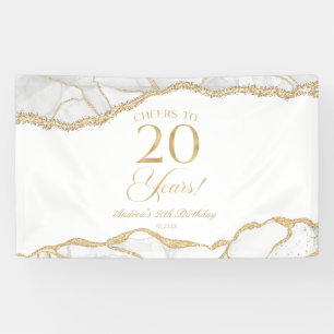 Elegante witte gouden agaat 20e verjaardagsfeest spandoek
