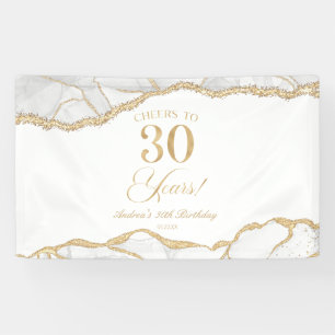 Elegante witte gouden agaat 30e verjaardagsfeest spandoek