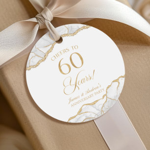 Elegante witte gouden agaat 60ste verjaardagsfeest bedankjes labels