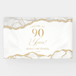 Elegante witte gouden agaat 90ste verjaardagsfeest spandoek