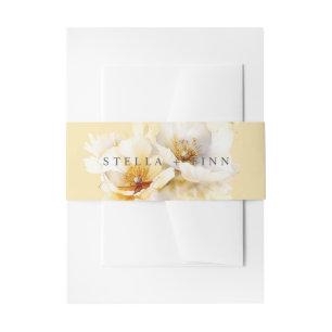 Elegante witte gouden bloem bruiloft geel uitnodigingen wikkel