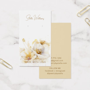 Elegante witte gouden bloem oorbellen displaykaart visitekaartje