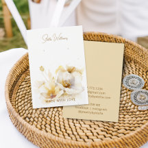 Elegante witte gouden bloem oorbellen displaykaart