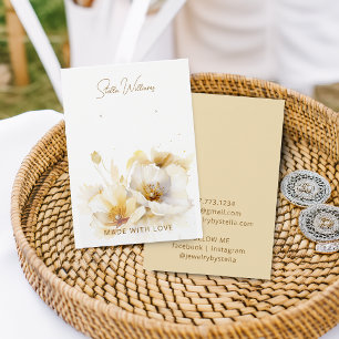 Elegante witte gouden bloem oorbellen displaykaart visitekaartje