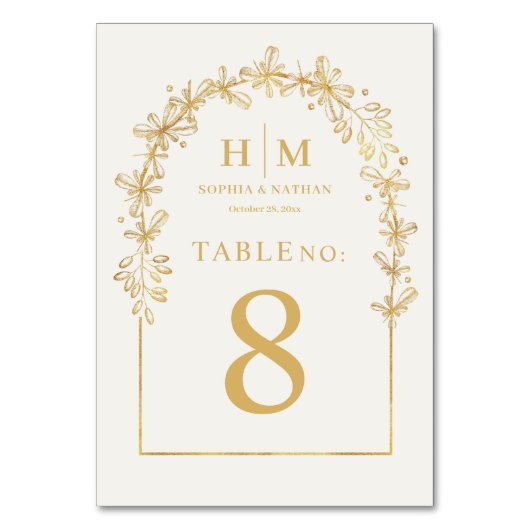 Elegante witte gouden bloemen bloemenbruiloft kaart (Voorkant)