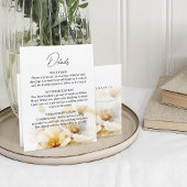 Elegante Witte Gouden Bloemen Trouwdetails QR-code Informatiekaartje
