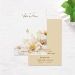 Elegante witte gouden bloemhalsketting displaykaar visitekaartje