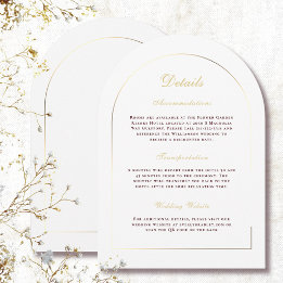 Elegante witte gouden boog donkerrode scriptdetail kaart