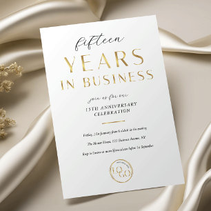 Elegante witte & gouden logo zakelijke verjaardag kaart