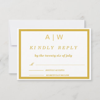 Elegante witte gouden minimale trouw-RSVP kaart