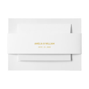 Elegante witte gouden minimale trouwband    uitnodigingen wikkel