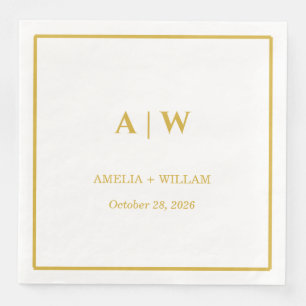 Elegante witte gouden minimalistische trouw servet