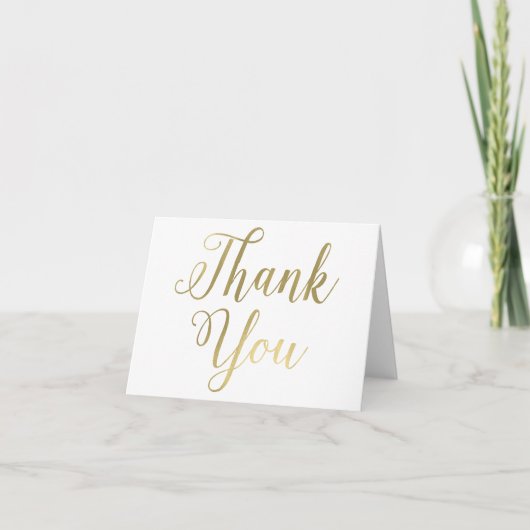 Elegante witte gouden script bruiloft bedankt (Voorkant)