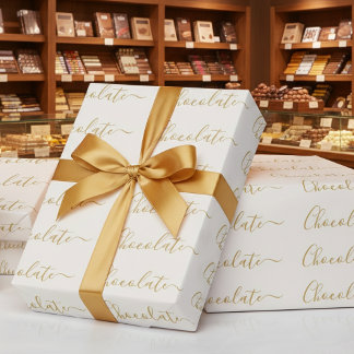 Elegante witte gouden script chocolade business cadeaupapier