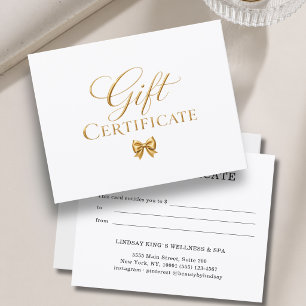 Elegante witte gouden strikte cadeaubon