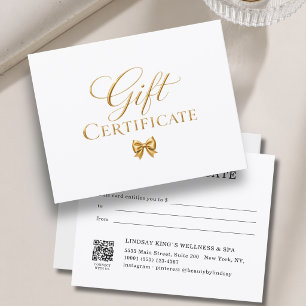 Elegante witte gouden strikte cadeaubon