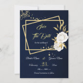 elegante witte goudvlek save the date (Voorkant)