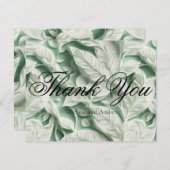 Elegante witte groene bladkalligrafie bedankkaart (Voorkant / Achterkant)