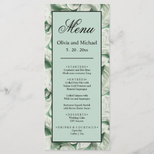 Elegante  witte groene bladkalligrafie menu