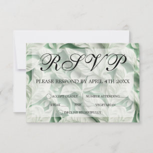 Elegante  witte groene bladkalligrafie RSVP kaartje