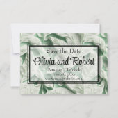 Elegante  witte groene bladkalligrafie save the date (Voorkant)