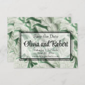 Elegante  witte groene bladkalligrafie save the date (Voorkant / Achterkant)