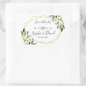 Elegante witte groene bloem gouden lijst bruiloft rechthoekige sticker (Tas)