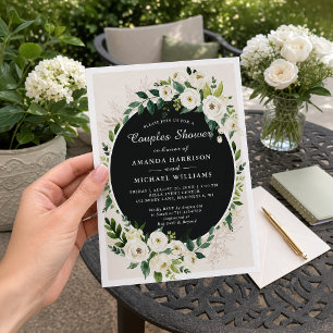 Elegante witte groene bloemige trouwkoppel bruilof kaart