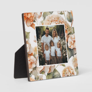Elegante witte groene oranje boho aquarel bloem fotoplaat