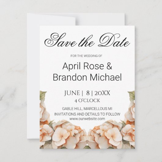 Elegante witte groene oranje boho waterverf bloemm save the date (Voorkant)