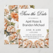Elegante witte groene oranje boho waterverf bloemm save the date (Voorkant / Achterkant)